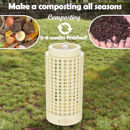 Underground Worm Farm, Garden Mini vermicomposting bin for use in Outdoor Gardening from Kitchen Food Waste, with Holes and lid, White (10.2x4.3x4.3IN) - Image 2