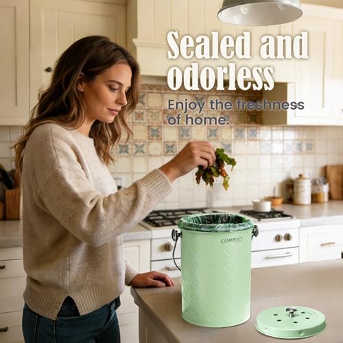 AOSION Countertop Compost Bin Kitchen,Odorless Indoor Compost Bin with Lid - Image 6