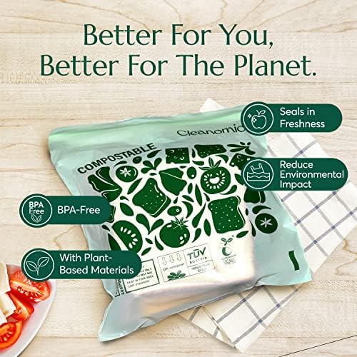 Cleanomic Compostable* Sandwich Size Food Storage Bags (25 Eco Zip) Freezer and Leak Proof, Also Available Gallon, Quart and Snack Size Bags - Image 5