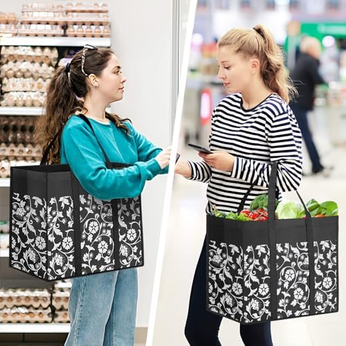 Reusable Grocery Bags Foldable Tote Bags bulk Shopping Bags 10-Pack, Black - Image 2