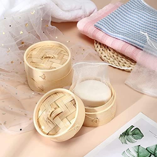 Lyellfe 3 Pack Bamboo Bar Holder, Natural Soap Dishes with Lid Foaming Net - Image 6