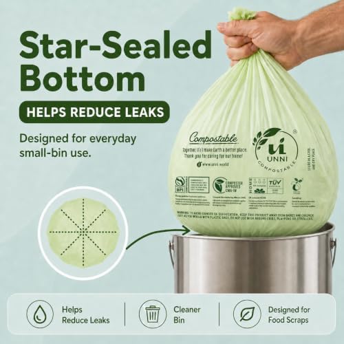 UNNI 2.6 Gallon Compostable Bags, 100 Count, 10 Liter, Extra Thick 0.71 Mil - Image 5