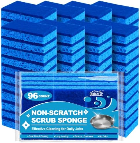 HOMEXCEL Sponges Kitchen 96 Pack, Non Scratch Scrub Dish Sponge for Dishes by HOMEXCEL
