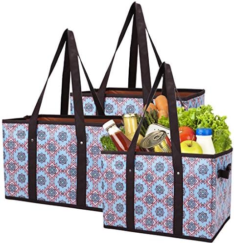 Foraineam Reusable Grocery Bags Set Durable Heavy Duty Tote Bag Collapsible Grocery Shopping Box Bag with Reinforced Bottom - Image 7