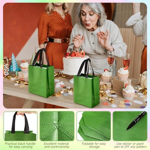 Eccliy 80 Pcs Reusable Gift Bags, Medium, Green - Image 3