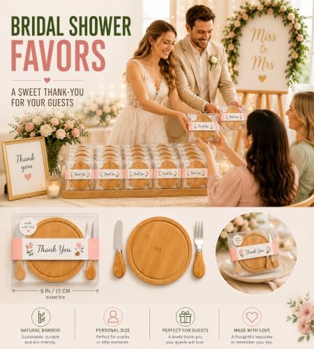 Storage-ready Bamboo Cheese Board Set, 6-Inch Mini Personal Charcuterie Tray, Gift-ready for Wedding, Bridal & Baby Shower Party - Image 4