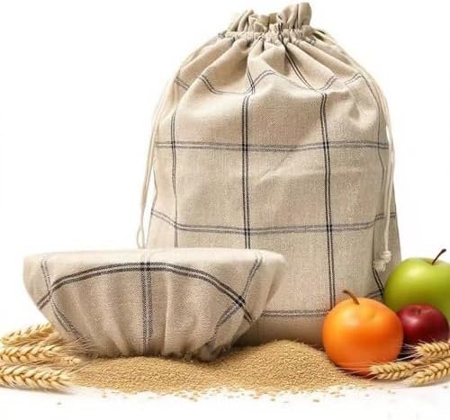 XL Linen Bread Bag for Homemade Sourdough with Proofing Cover, Reusable Organic Linen bags with TPU Lining, BPA-Free, Food-Grade Cloth Storage Bags with Freezer Compatibility by Unknown