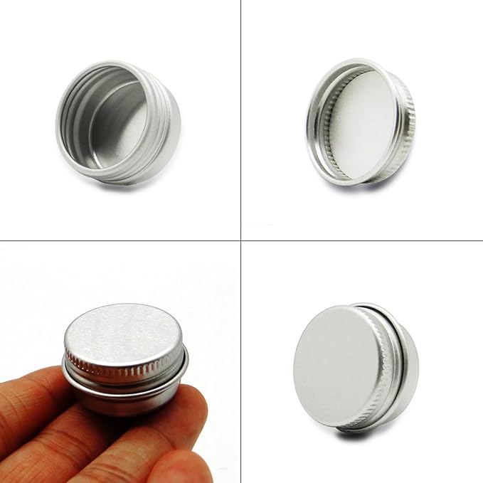30 pack 5ml Round Lip Balm Tin Cans, 5g Aluminum Makeup Sample Containers with Screw Lid, Empty Silver Metal Tins Pot Storage Travel Tin Jars for Cosmetic, Cream, Candle, Tea, 5 Gram Tins