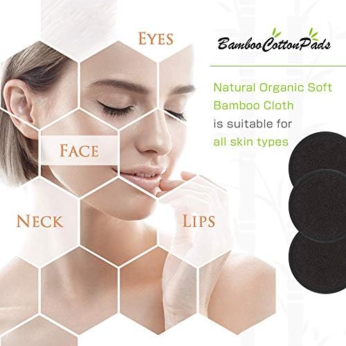 Reusable Makeup Remover Pads Black Washable - 10 Pack Organic Cotton Rounds for Face Eye with Laundry Bag, Facial Cleansing Cloth Towel, Make-Up Removal Wipes for All Skin Types - Image 3