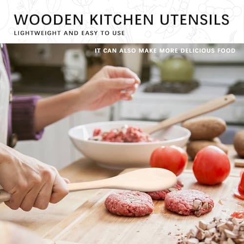 Wooden Spoons for Cooking, 4-Piece Beech Wood Cooking Utensil Set - Image 5