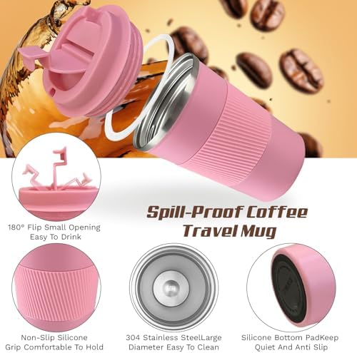 Vacuum Insulated Stainless Steel Travel Coffee Mug,Leak Proof Cup with Lid - Image 3