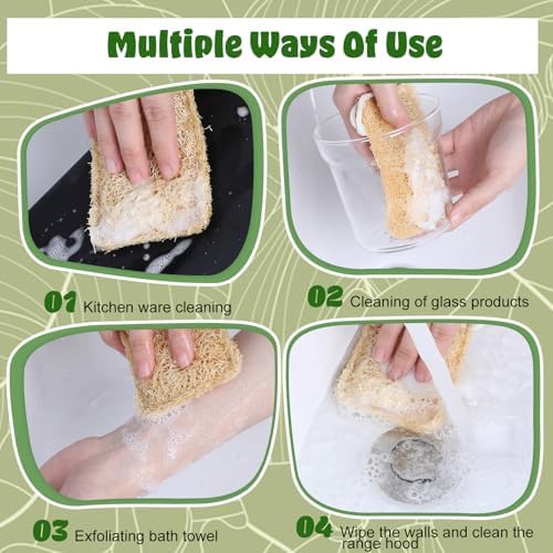 3 Pcs Loofah for Dishes,Eco Friendly Compostable Loofah Sponge - Image 4