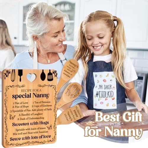 Gifts for Nanny - "Recipe for a Special Nanny" Nanny Gifts Cutting Board Set, Bamboo-Made Engraved Utensil Set Nanny Gifts for Grandma, Mothers Day Gifts for Nanny - Image 2