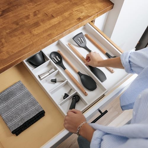KitchenEdge Utensil & Junk Drawer Organizer, 10.5-19 in, White Bamboo - Image 6