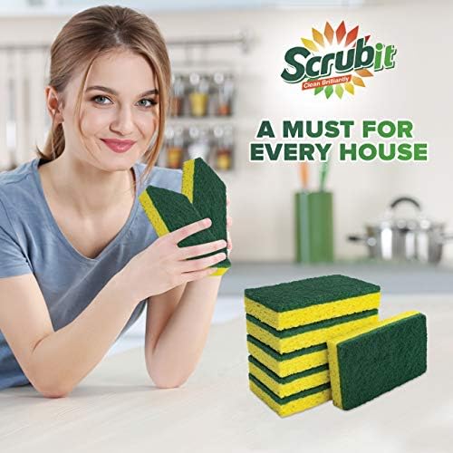 SCRUBIT Heavy Duty Scrub Sponge - Made from Tough Cellulose - Eco Friendly - Lasts for Months of Heavy Duty Kitchen Cleaning (12 Pack) - Image 2