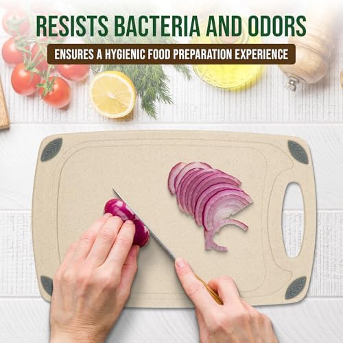 AXIOM CREATIONS 2-Piece Reversible Cutting Board Set Made with Natural Wheat Straw Fiber, Eco-Conscious Food Safe Kitchen Essentials, Gluten Free & BPA Free Chopping Boards for Kitchen - Image 7