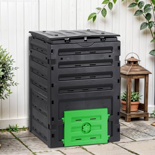 SUPER DEAL 120 Gallon Compost Bin, 450L Outdoor Garden Waste Composter with Flip-top Lid and Bottom Door, Large Capacity BPA Free Material for Fast Creation of Fertile Soil, Easy to Assemble, Black - Image 6
