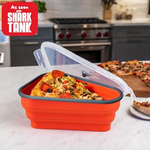 PIZZA PACK The Perfect Reusable Pizza Storage Container with 5 Microwavable Serving Trays - BPA-Free Adjustable Pizza Slice Container to Organize & Save Space, 4 Pack, Red - Image 5