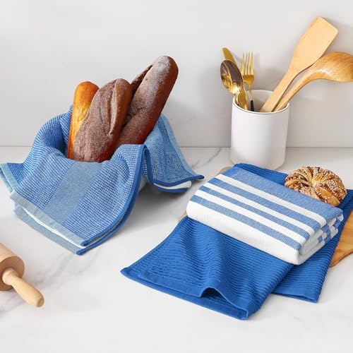 Homaxy Cotton 380 GSM Premium Kitchen Towels, 18"x 28", 6 Pack, Blueberry - Image 6