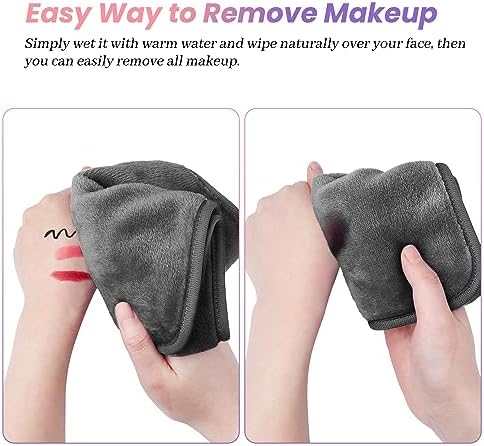 Makeup Remover Cloth Pack of 8, Soft Microfiber Makeup Remover Towels,13x7 inch Reusable Facial Cleansing Cloths for All Skin Types,Gray - Image 5