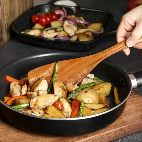 Wooden Spoons for Cooking, 12 Pcs Teak Wood Kitchen Utensils Set with Spoon Rest - Nonstick Heat Resistant Wooden Cooking Utensils, Natural Healthy Spatula Set for Pots and Pans - Image 5