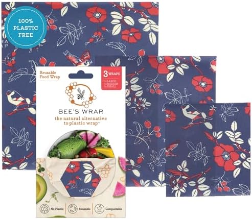 Bee's Wrap Beeswax Food Wraps, 3 Pack Assorted - Botanical by BeesWrap