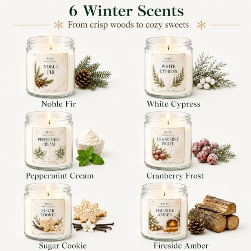 6-Pack Winter Candle Gift Set 7oz Soy Wax, Holiday Christmas Scents - Image 2
