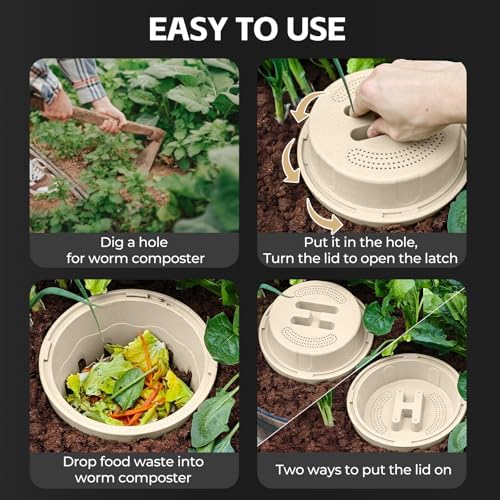 2-Pack Underground Worm Composter, Worm Compost Bin for Garden, 8L - Image 6