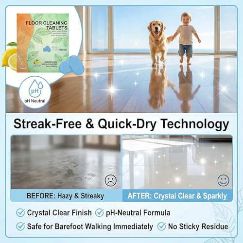 Floor Cleaning Tablets: 1 Tab = 2l Pre-Measured Solution, Streak-Free & Non-sticky for Barefoot Clean, Protects & Shines All Floors, Zero-Plastic & Space-Saving, For Mops & Robot Vacuums (2set) - Image 3
