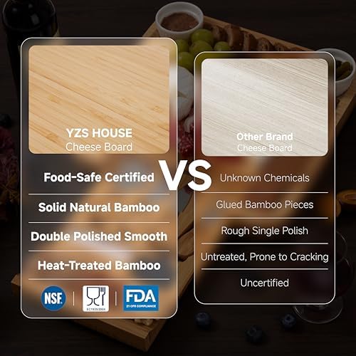 YZS Bamboo Charcuterie Board Set with 4 Cheese Knives, 13 Inch - Image 6