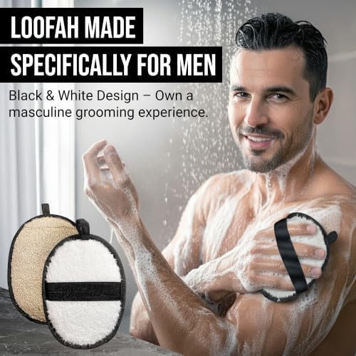 SERRENTO Mens Loofah Body Scrubber - Shower Sponge Luffa 2PCS Baths Hygiene - Image 6