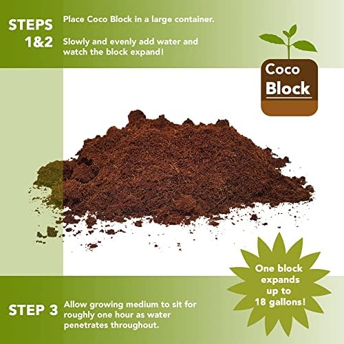Home and Country Coconut Fiber Compressed Coco Coir Brick. Coco Coir is Great to use as a Compost Starter for Your Home Garden. Coco Coir Bricks Provide Organic Alternative to Peat Moss for Plants.10 - Image 3