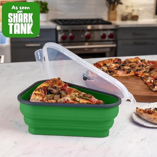 PIZZA PACK The Perfect Reusable Pizza Storage Container with 5 Microwavable Serving Trays - BPA-Free Adjustable Pizza Slice Container to Organize & Save Space, 2 Pack, Green - Image 5