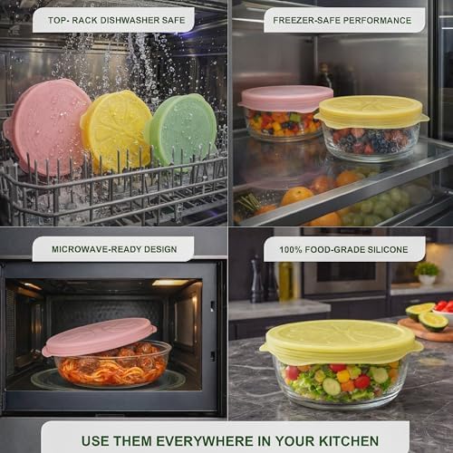 Silicone Stretch Lids 6 PCS – Airtight Reusable Food Covers for Bowls & Containers, Multi Size Flexible Silicone Lids, Leak Proof, BPA Free, Microwave Dishwasher & Freezer Safe - Image 5