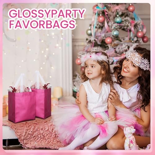 Eccliy 80 Pcs Reusable Gift Bags, Medium, Hot Pink - Image 6