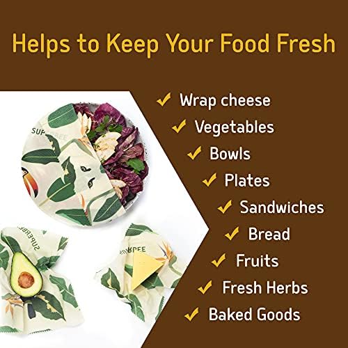 SuperBee Beeswax Wraps Set of 3 Reusable Food Wrap Bees Paper Jungle - Image 5