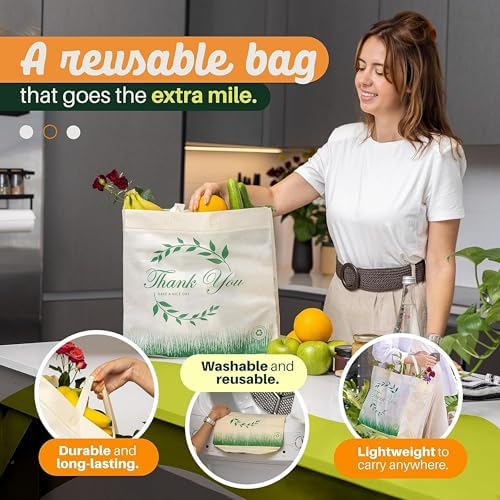 Simply Cool 200 Pack Reusable Thank You Grocery Bags, Large Tote Bags Bulk - Image 5