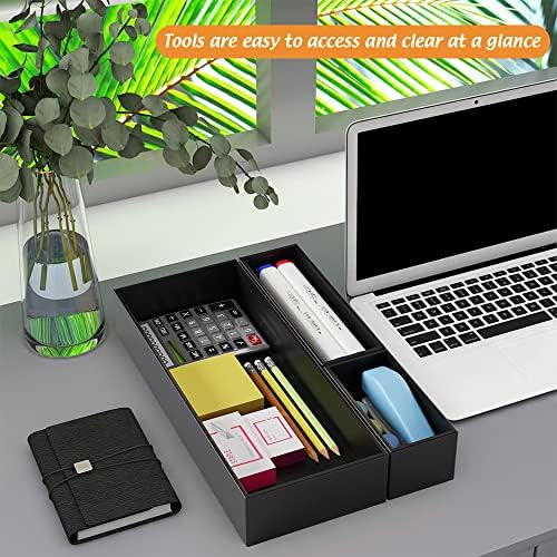Black Bamboo Drawer Organizer - Silverware&Utensil Holder Organizer for Kitchen Drawers, Multi-Use Drawer Dividers Boxes for Bathroom Counter，Cabinet, Garage, Office Desk, Makeup, Jewelry (9"3"2.5") - Image 5