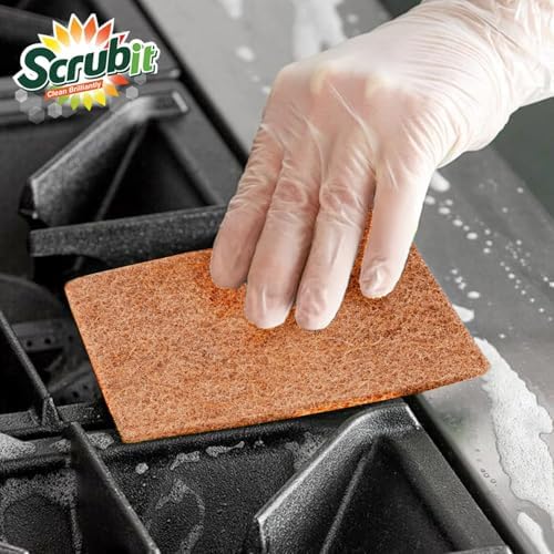 SCRUBIT 100 Pack Natural Scouring Pads - Heavy Duty Scrubbing Pads for Dishes - Non-Scratch - Reusable - Natural, Eco-Friendly, Biodegradable Sisal Brown Sponges for Dishes, Compostable - Image 4
