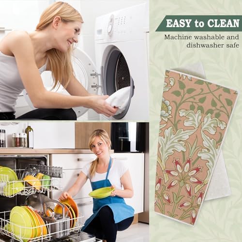 Whaline 12 Pcs Vintage Floral Swedish Dishcloths Vintage Greenery Flower Kitchen Towels Reusable Cotton Absorbent Dish Towels for Home Housewarming Cleaning, 7 x 8 Inch - Image 5