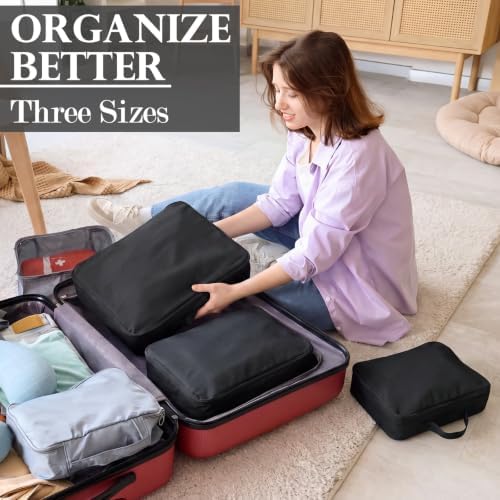 Shinymoon 3 Set 100% Cotton Packing Cubes 3 Sizes Regular Black - Image 4