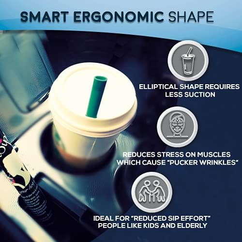 Reusable Drinking Straws + Case – Fits 8–20 oz Cups/Tumblers – Soft, BPA-Free, Food Grade, Oval (Less Pucker) – DW | MW Safe – Hot/Cold Coffee/Tea/Water/More - Made in USA, 2 Small & 2 Medium - Image 4