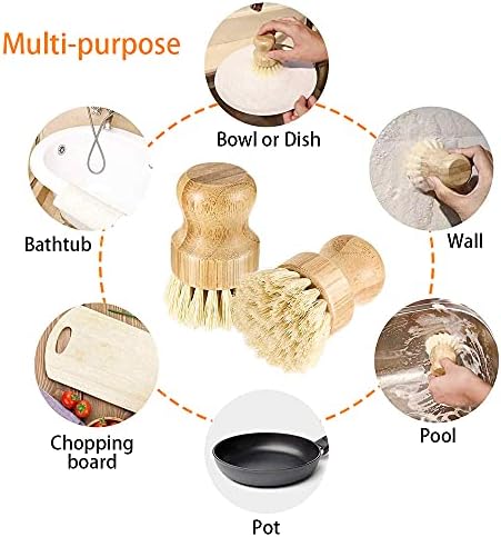 ECO Friendly Kitchen Cleaning Set, Wood & Bamboo Brushes for Dishes, Pots, Pans & Vegetables - Image 5