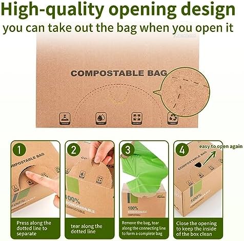 Compost Bags 13 Gallon, 50Liter Extra Thick 1.1 Mils Compostable Food scrap waste bags with US BPI ASTM D6400 and Europe OK Compost Home Certified - Image 4