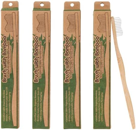 Brush with Bamboo Toothbrush with Plant-Based Bristles - 4 Pack by BrushwithBamboo