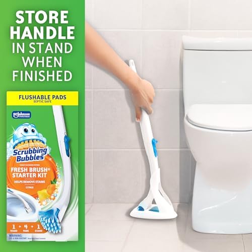 Scrubbing Bubbles Fresh Brush Toilet Bowl Cleaner Kit with Flushable Pads - Image 6