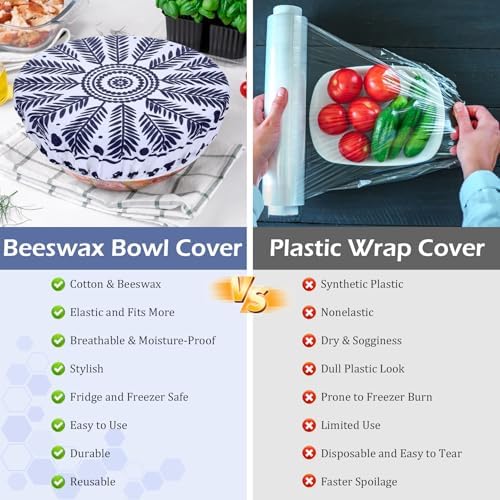 5Pcs Reusable Beeswax Elastic Bowl Covers for Bread Proofing and Food Cover - Image 7