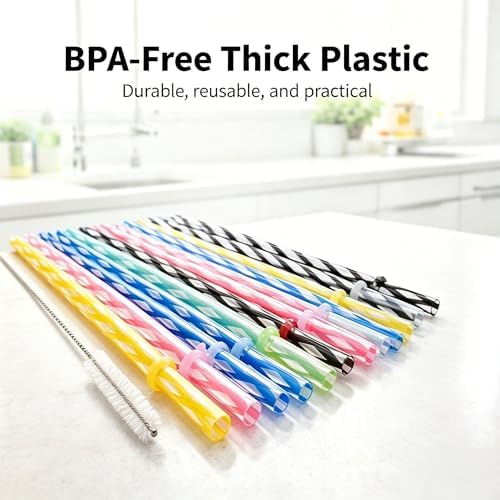 25 Pack 9 Inch Clear Reusable Plastic Straws with Cleaning Brush, BPA-Free Dishwasher Safe Tumbler Straws for 16 oz & 20 oz Cups, YETI, Mason Jars, Iced Coffee and Travel Cups - Image 4