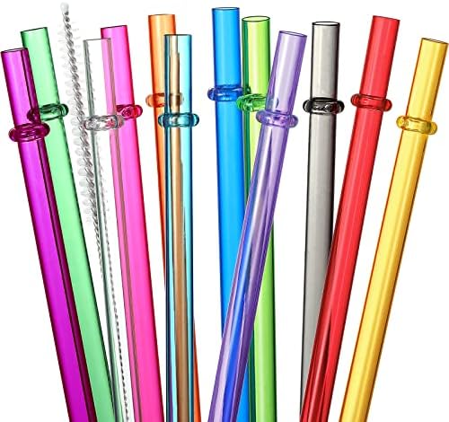 24 PCS, Reusable Straws with 4 Brushes, 10.5" Long Tritan Hard Plastic Straws, 12 Colors Translucent Replacement Drinking for 16OZ-32 OZ Tumblers, Cups, Jars, Stanley, YETI, Starbucks, BPA Free by Unknown