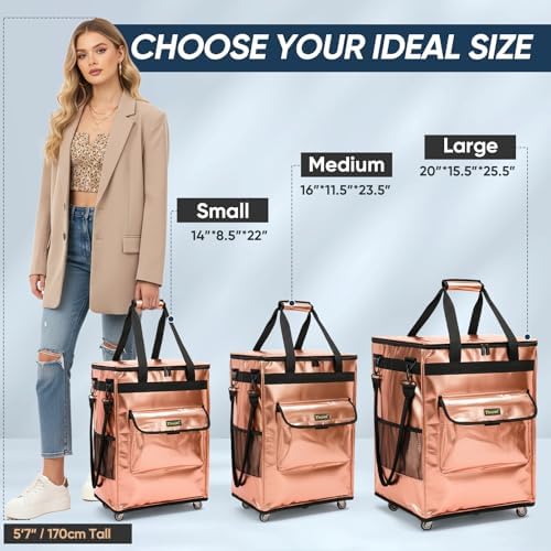 BALEINE Reusable Grocery Bag on Wheels, Foldable Rolling Tote Bag - Image 3